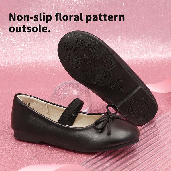 Girl's Ballerina Flat Shoes - BLACK-PU - 3